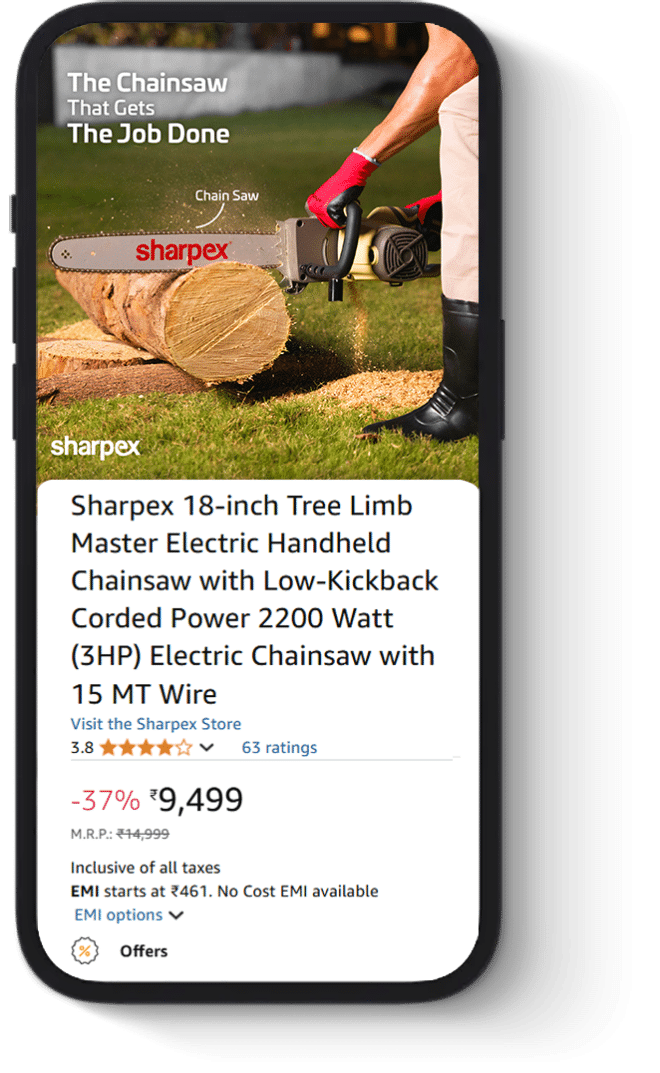 Sharpx 18 inch Tree LimbMaster Electric Handeld Chainsaw